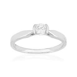 Solitaire or 750 blanc diamant HSI 0.25 carat