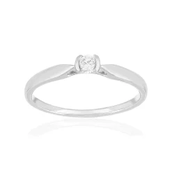 Solitaire or 750 blanc diamant HSI 0.15 carat