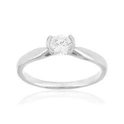 Solitaire or 750 blanc diamant HSI 0.4 carat