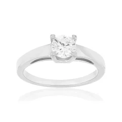 Solitaire or 750 blanc diamant HSI 0.7 carat