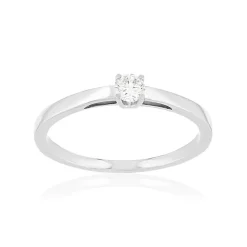 Solitaire or 750 blanc diamant HSI 0.1 carat