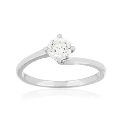 Solitaire or 750 blanc diamant HSI 0.5 carat