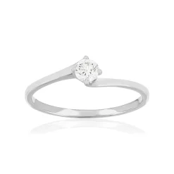 Solitaire or 750 blanc diamant HSI 0.2 carat