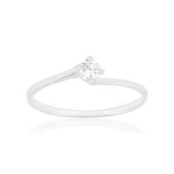 Solitaire or 750 blanc diamant HSI 0.15 carat