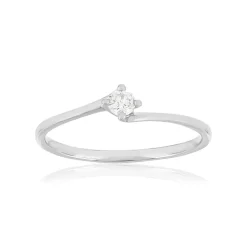 Solitaire or 750 blanc diamant HSI 0.1 carat