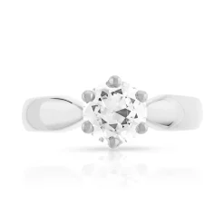 Solitaire or 750 blanc diamant synthétique 1 carat