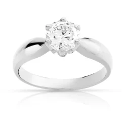Solitaire or 750 blanc diamant synthétique 1 carat