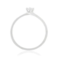Solitaire or 750 blanc diamant synthétique 0,1 carat