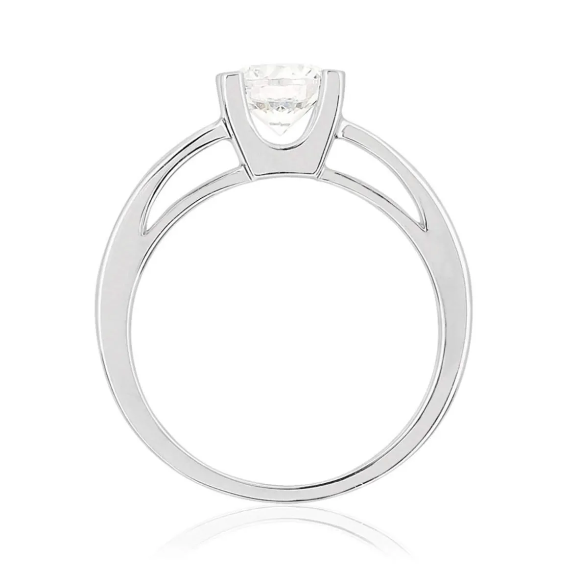 Solitaire or 750 blanc diamant synthétique 1 carat