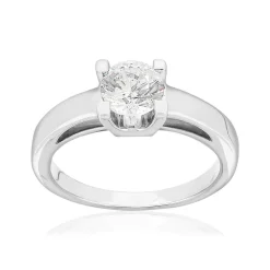 Solitaire or 750 blanc diamant synthétique 1 carat