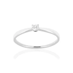 Solitaire or blanc 750 diamant synthétique 0.08 carat