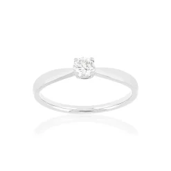 Solitaire or blanc 750 diamant synthétique 0.23 carat