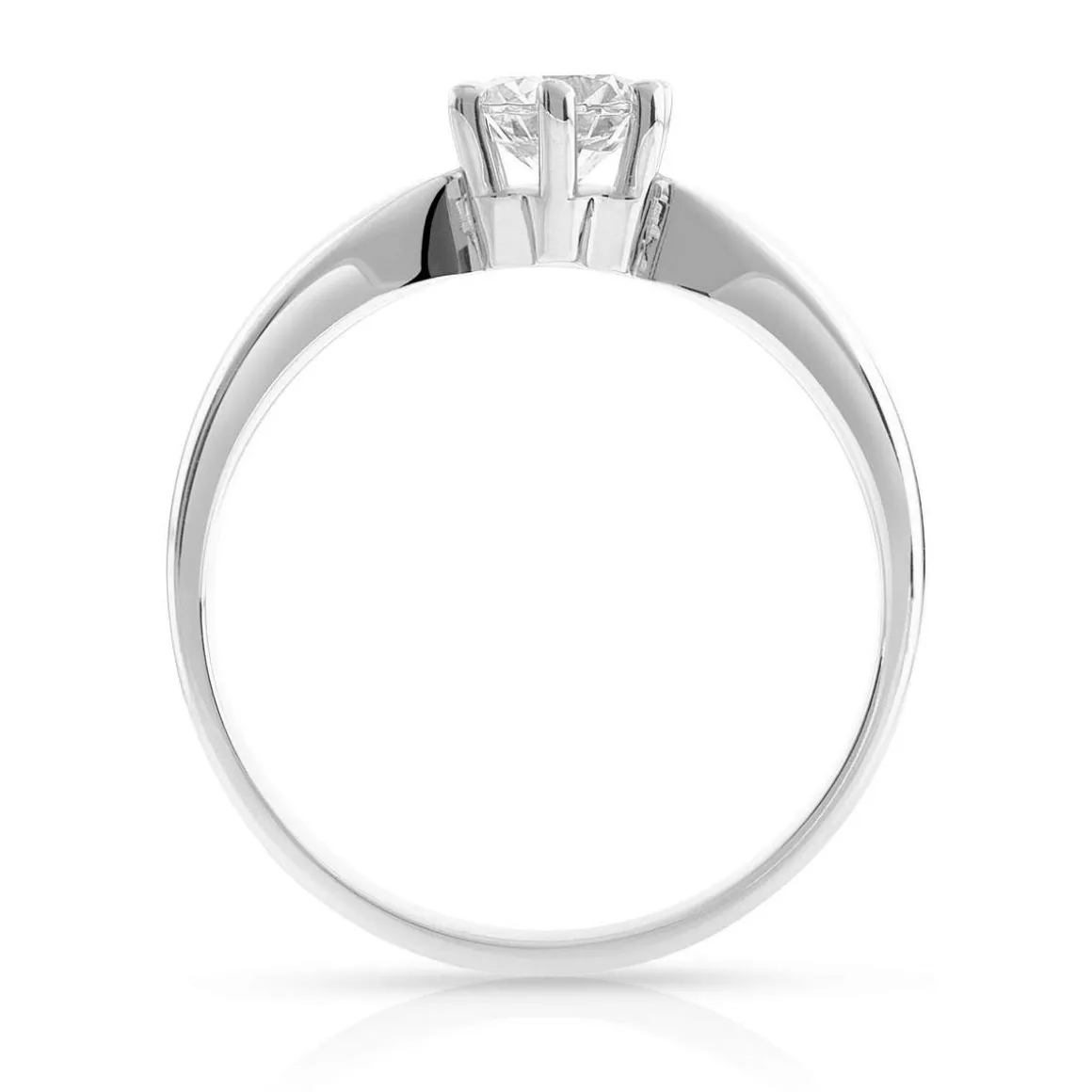 Solitaire or 750 blanc diamant synthétique 0,5 carat