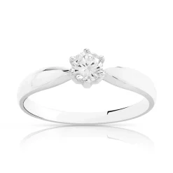 Solitaire or 750 blanc diamant synthétique 0,3 carat