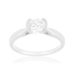 Solitaire or 750 blanc diamant synthétique 0.8 carat