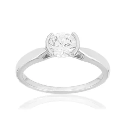 Solitaire or 750 blanc diamant synthétique 0.7 carat