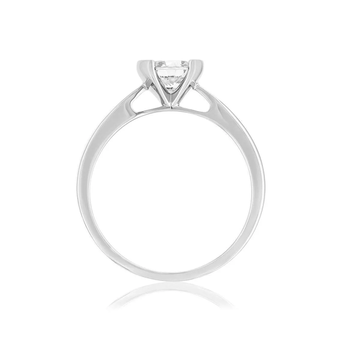 Solitaire or 750 blanc diamant synthétique 0.7 carat