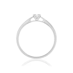 Solitaire or 750 blanc diamant synthétique 0.15 carat