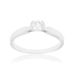 Solitaire or 750 blanc diamant synthétique 0.2 carat