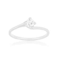Solitaire or 750 blanc diamant synthétique 0,25 carat