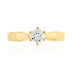 Solitaire or 750 jaune diamant 0,4 carat