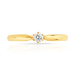 Solitaire or 750 jaune diamant 0,1 carat