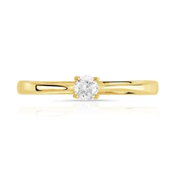 Solitaire or 750 jaune diamant 0,1 carat