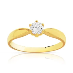 Solitaire or 750 jaune diamant 0,3 carat
