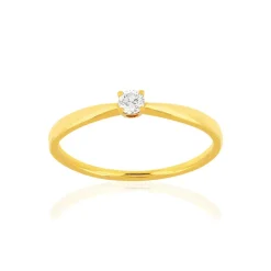 Solitaire or jaune 750 diamant 0.08 carat H/P1
