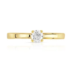 Solitaire or 750 jaune diamant 0,2 carat