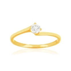 Solitaire or 750 jaune diamant HP1 0.2 carat