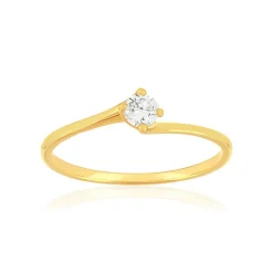 Solitaire or 750 jaune diamant HP1 0.15 carat