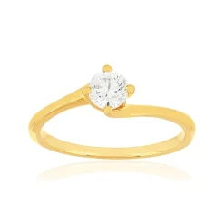 Solitaire or 750 jaune diamant HP1 0.4 carat