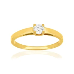Solitaire or 750 jaune diamant HSI 0.3 carat