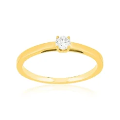 Solitaire or 750 jaune diamant HSI 0.1 carat