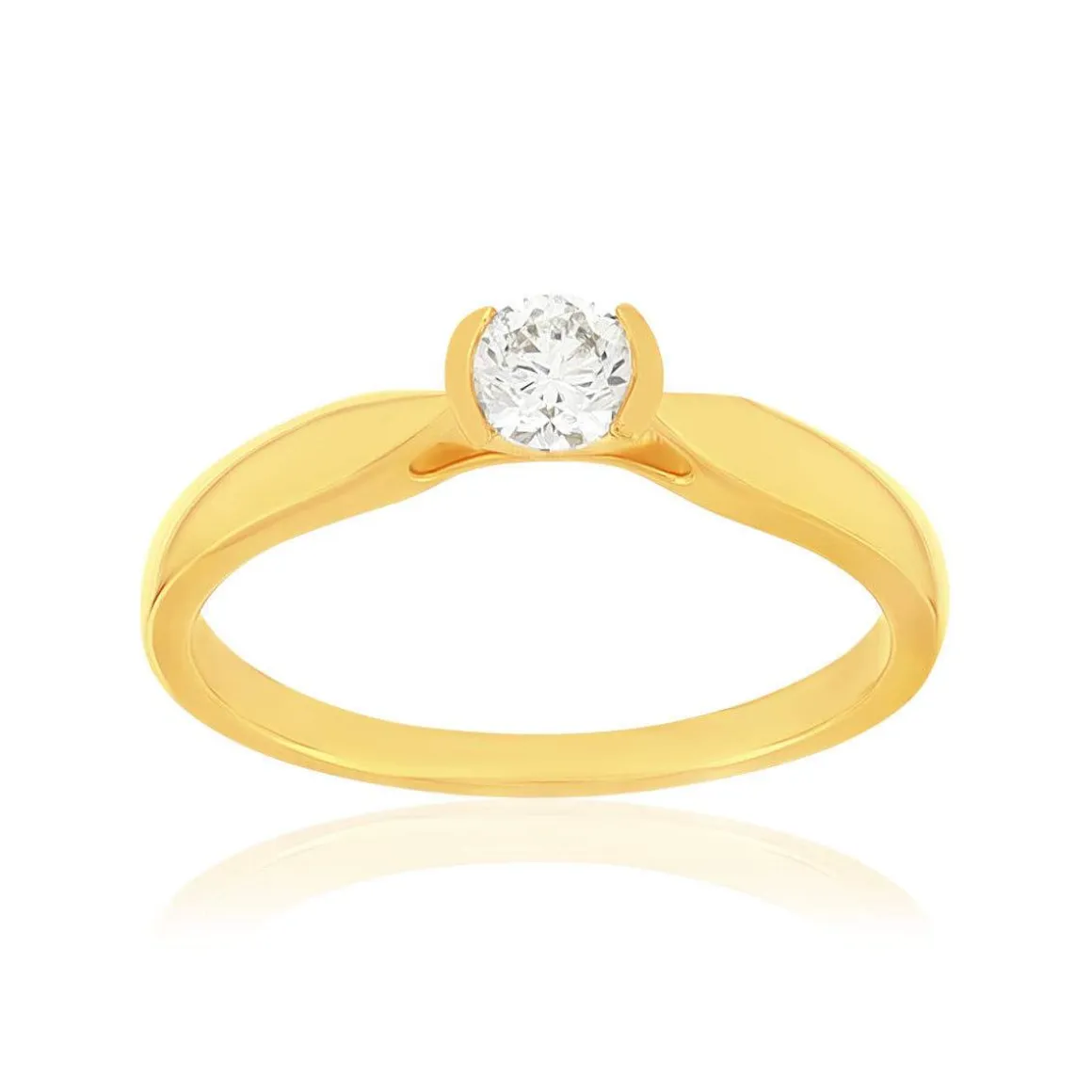 Solitaire or 750 jaune diamant HSI 0.2 carat