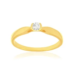 Solitaire or 750 jaune diamant HSI 0.1 carat