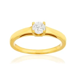 Solitaire or 750 jaune diamant HSI 0.4 carat