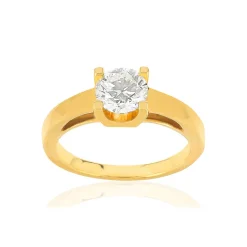 Solitaire or 750 jaune diamant HSI 1 carat