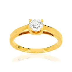 Solitaire or 750 jaune diamant HSI 0.5 carat