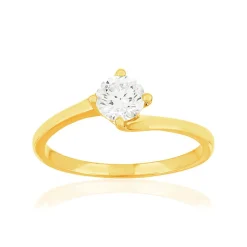 Solitaire or 750 jaune diamant HSI 0.5 carat