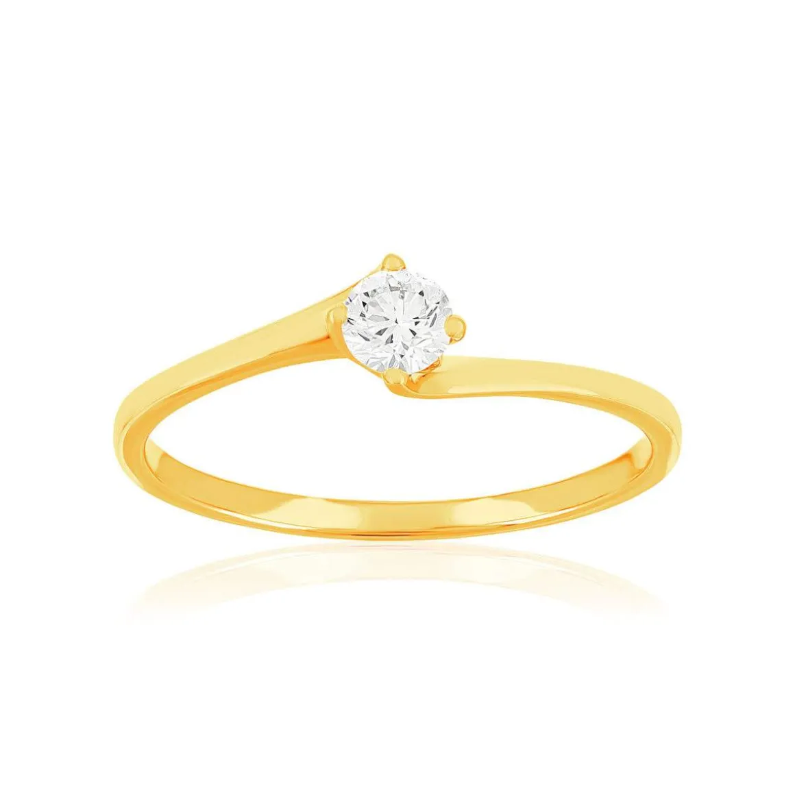 Solitaire or 750 jaune diamant HSI 0.2 carat