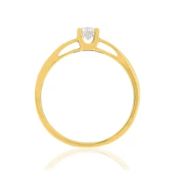 Solitaire or 750 jaune diamant synthétique 0,25 carat