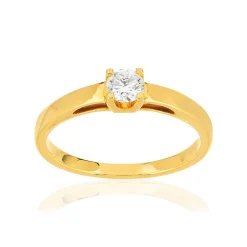 Solitaire or 750 jaune diamant synthétique 0,25 carat