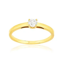Solitaire or 750 jaune diamant synthétique 0,15 carat