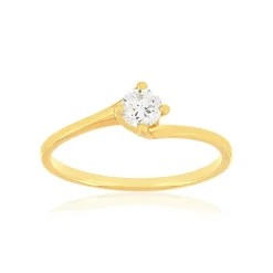 Solitaire or 750 jaune diamant synthétique 0,25 carat
