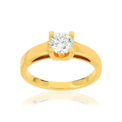 Solitaire or jaune 750 diamant synthétique 0.75 carat