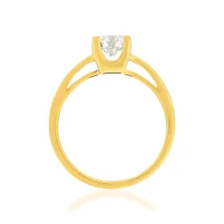 Solitaire or jaune 750 diamant synthétique 0.75 carat