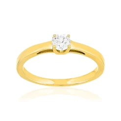Solitaire or 750 jaune diamant synthétique 0,2 carat