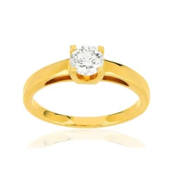 Solitaire or jaune 750 diamant synthétique 0,5 carat